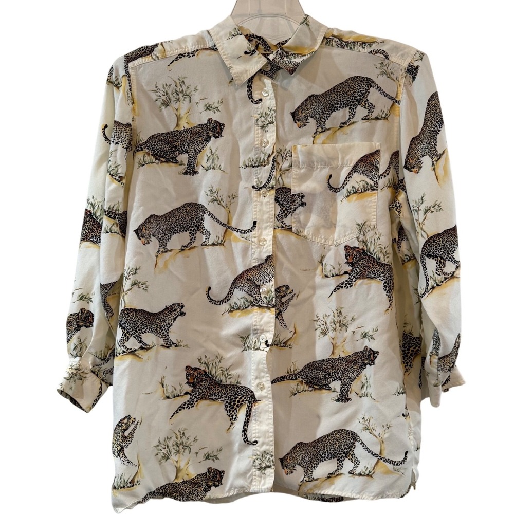Vintage 90s Leopard Safari Print Button Down Liz Claiborne Leopard Shirt Plus 1X
